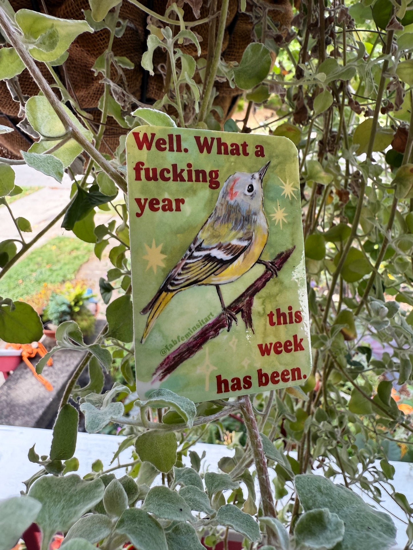 Well what a fucking year this week has been: Feminist sticker