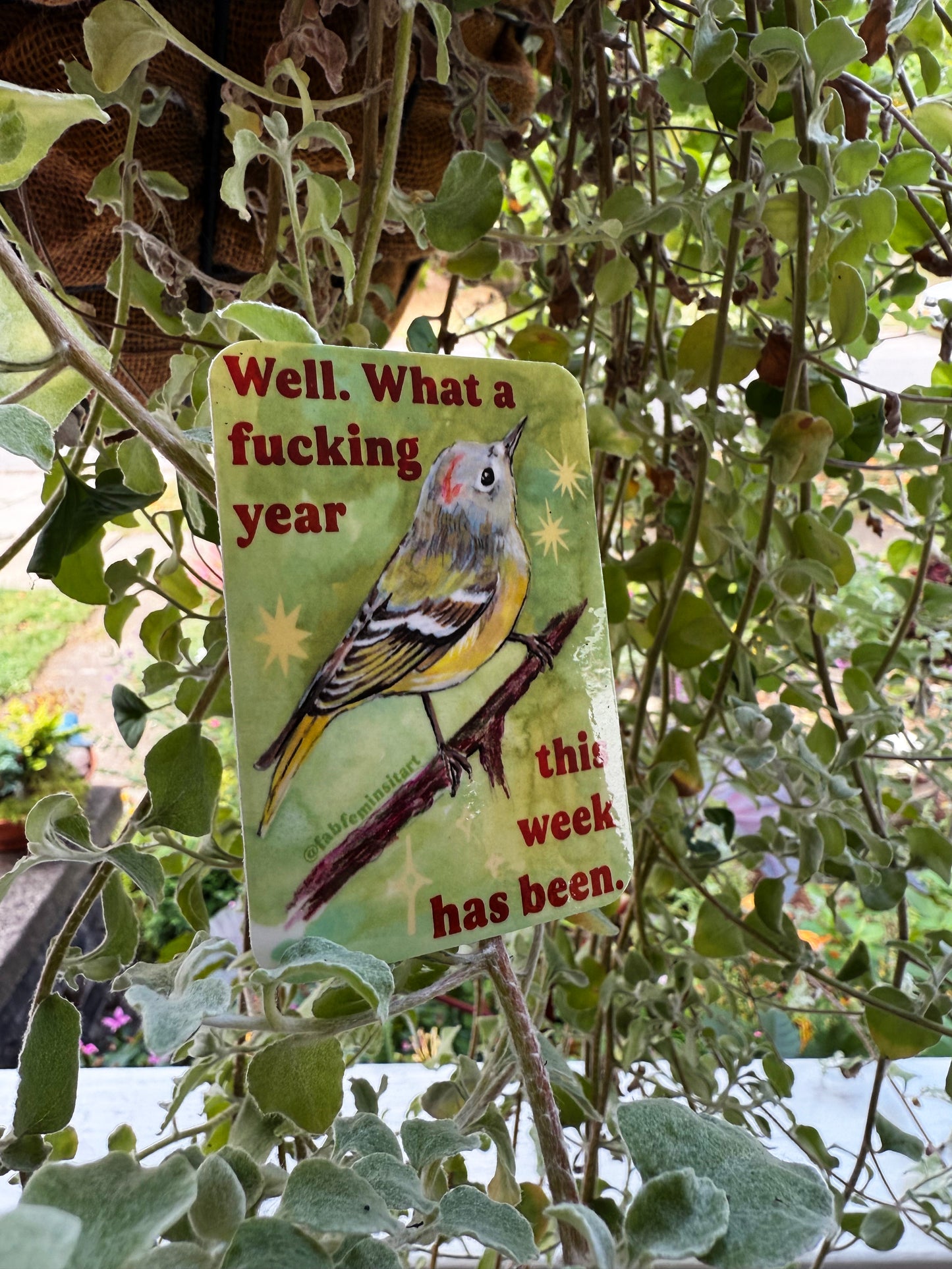 Well what a fucking year this week has been: Feminist sticker