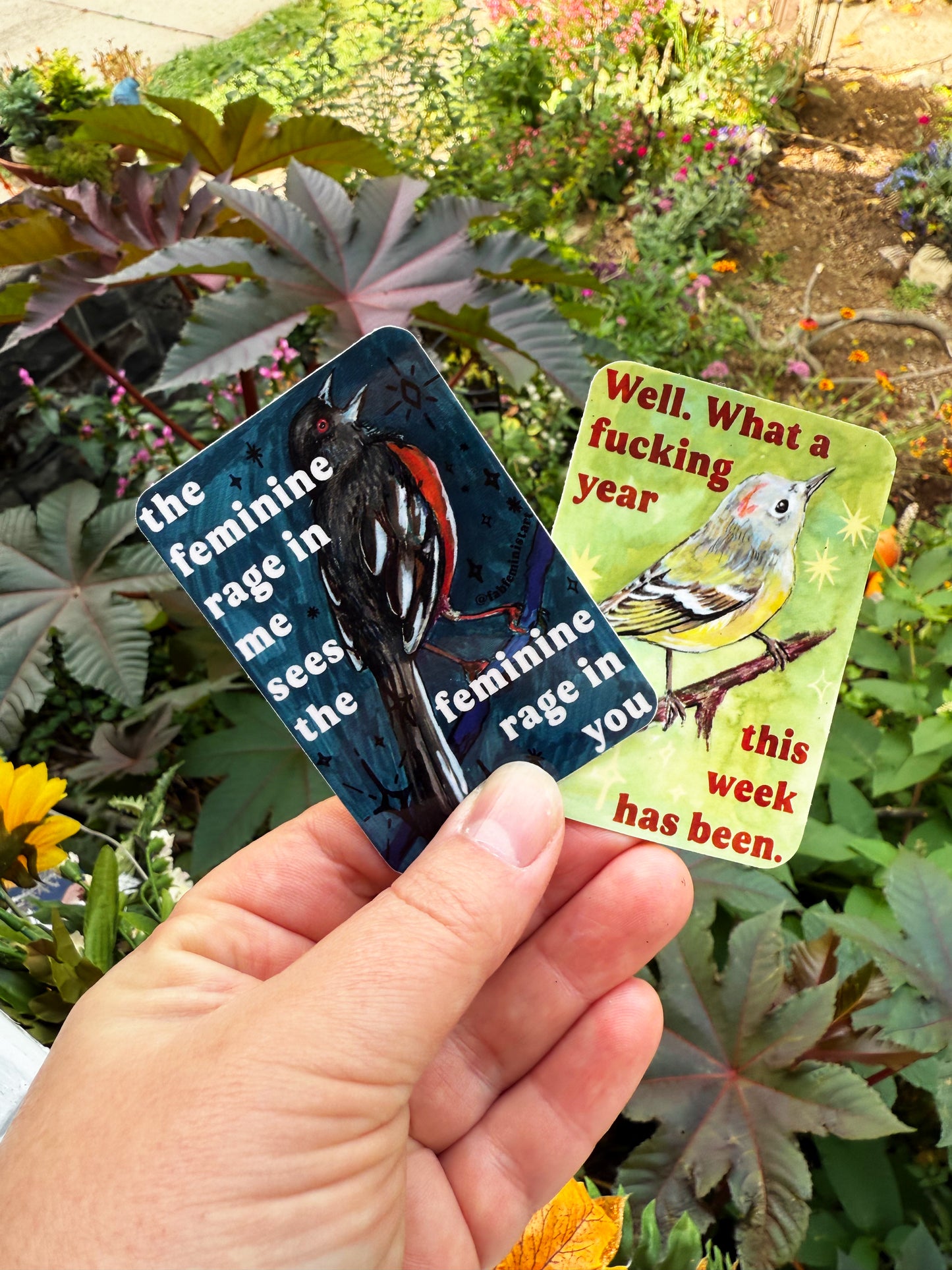 The feminine rage in me sees the feminine rage in you: feminist sticker