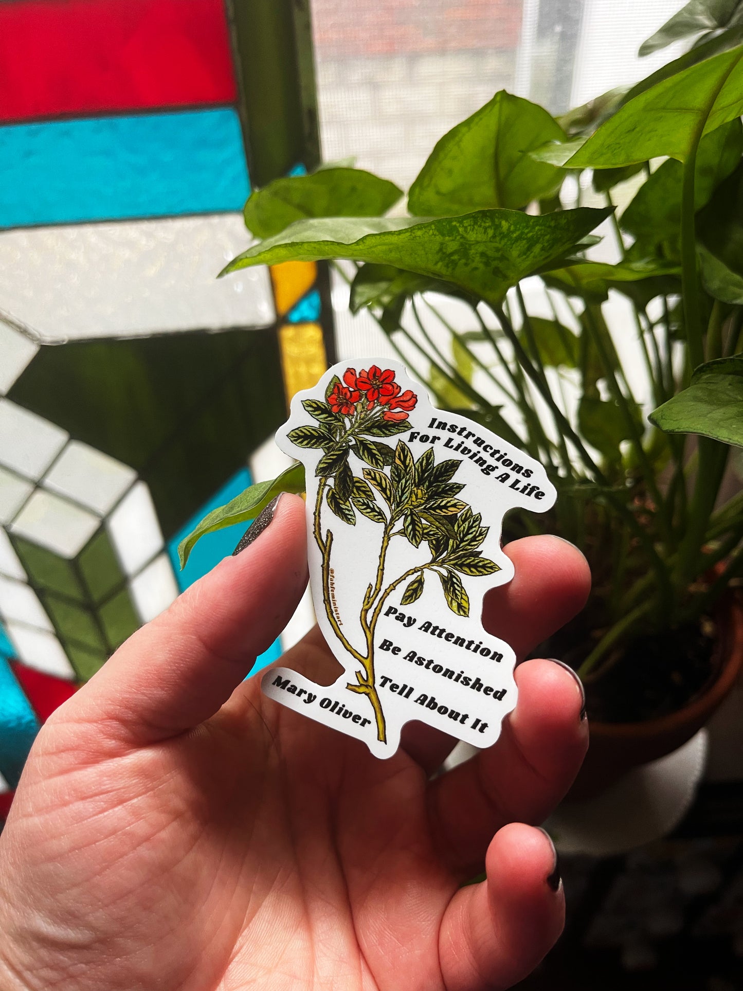 Instructions For Living A Life, Mary Oliver: Feminist Sticker