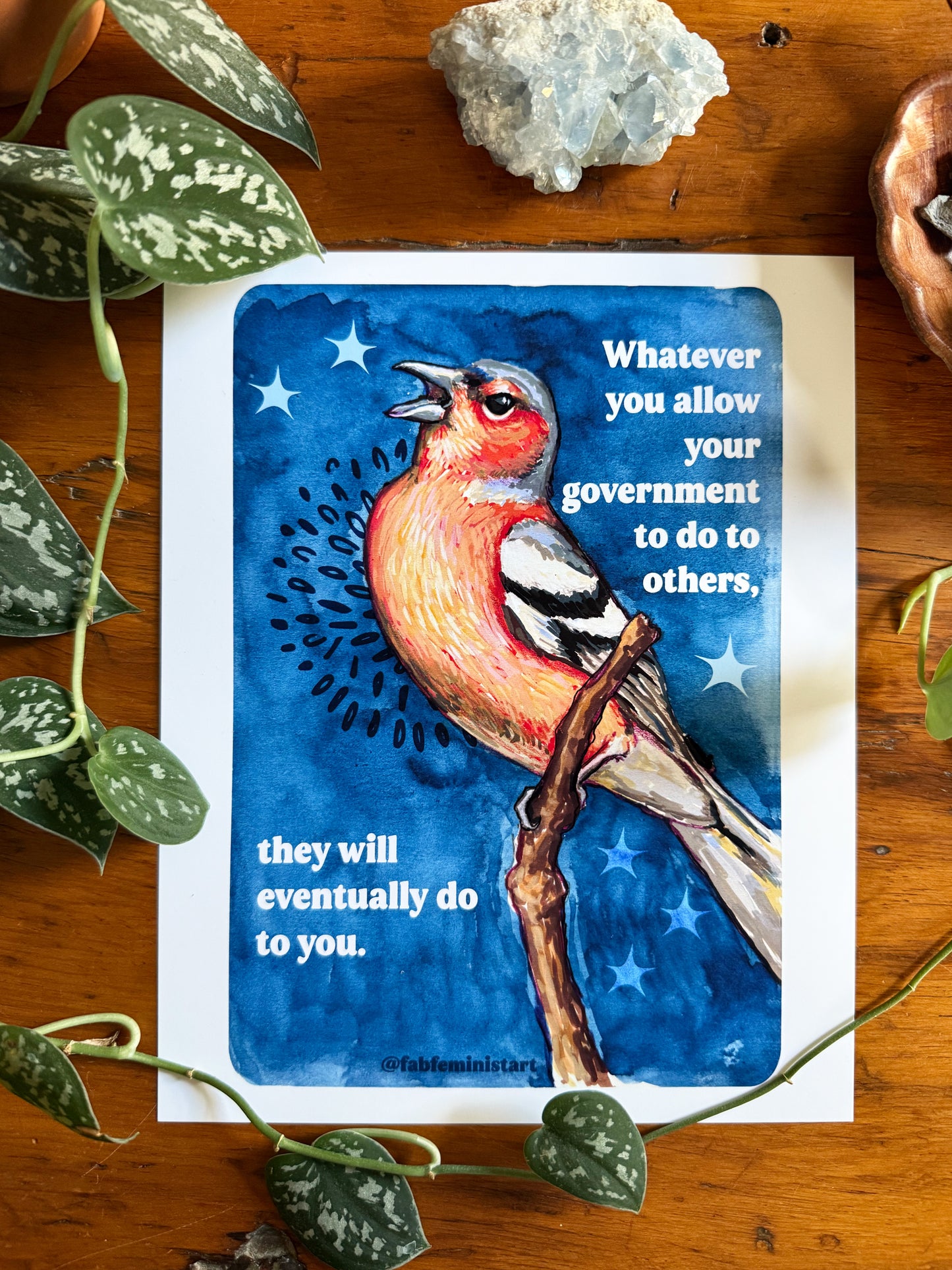 Whatever you allow your government to do to others, they will eventually do to you: Feminist Art Print