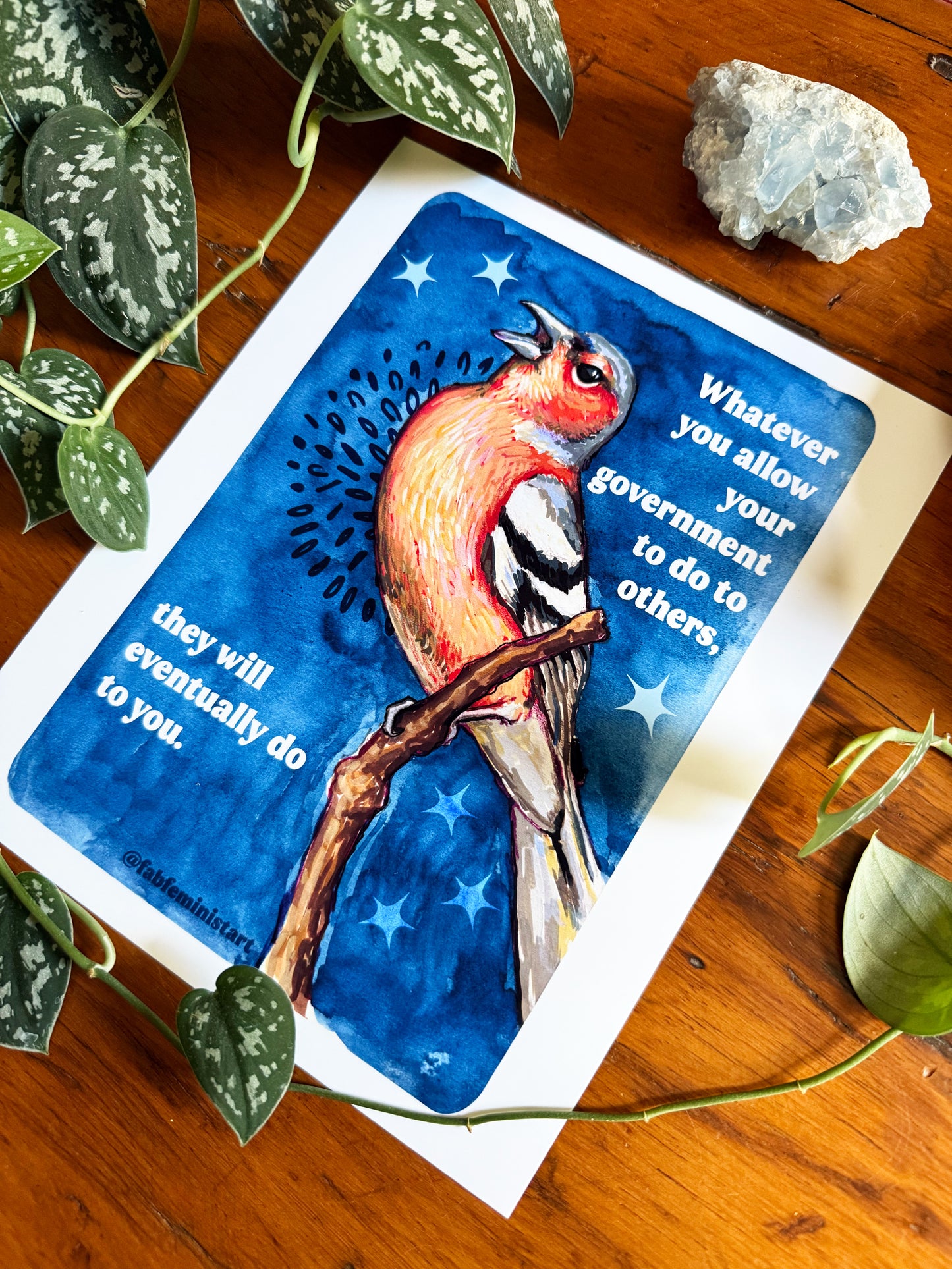 Whatever you allow your government to do to others, they will eventually do to you: Feminist Art Print