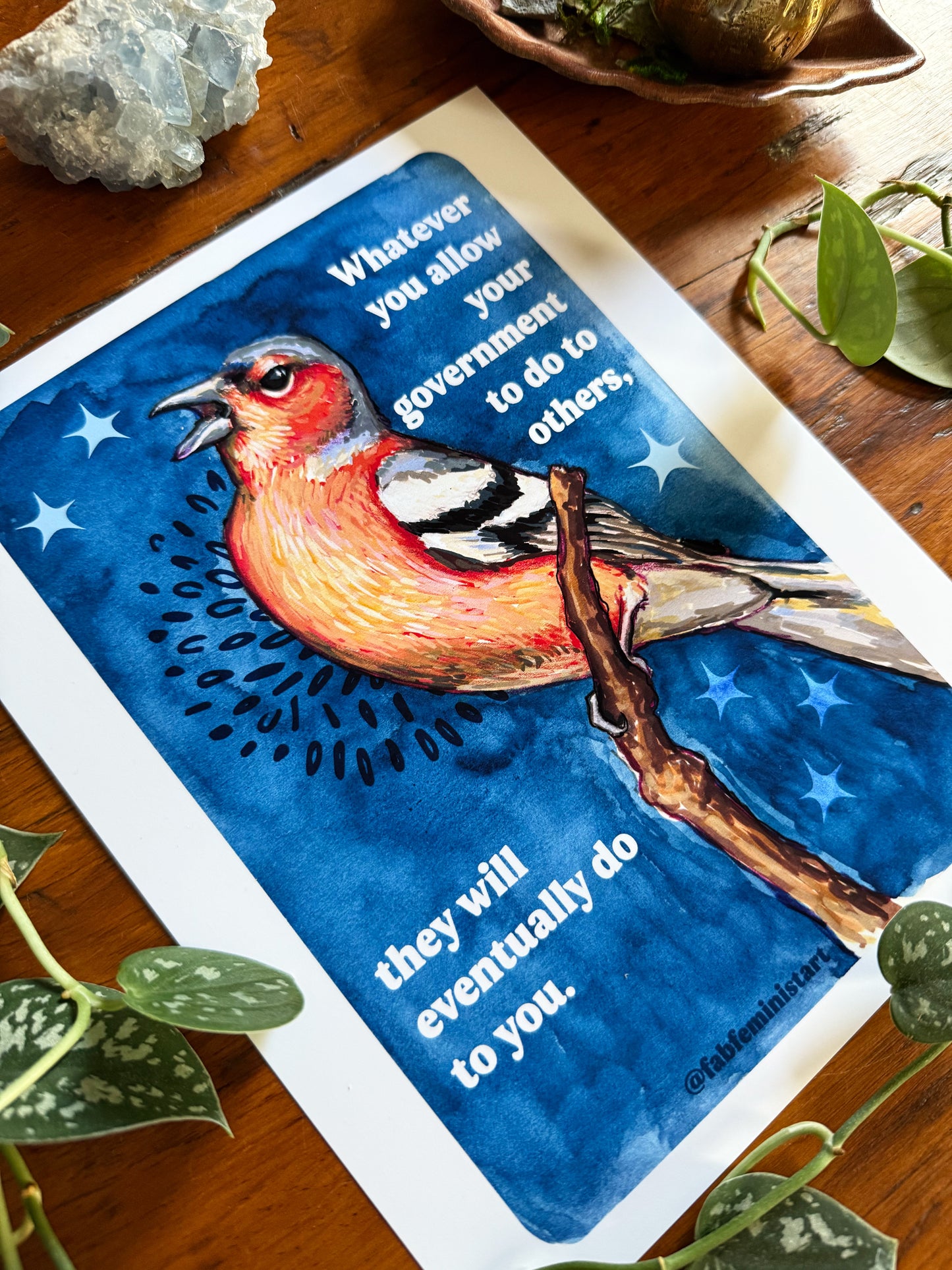Whatever you allow your government to do to others, they will eventually do to you: Feminist Art Print