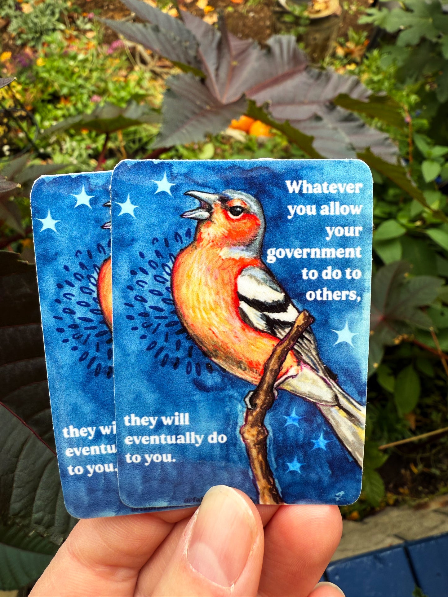 Whatever you allow your government to do to others, they will eventually do to you: feminist sticker