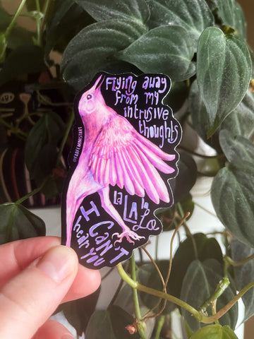 Flying Away From All My Intrusive Thoughts: Mental Health Sticker