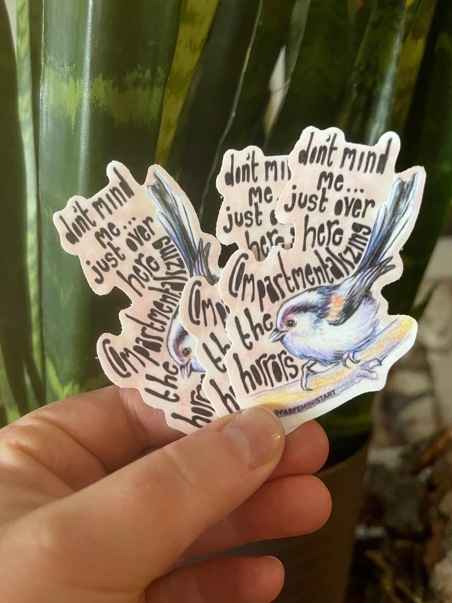 Don't Mind Me Just Over Here Compartmentalizing The Horrors: Mental Health Sticker