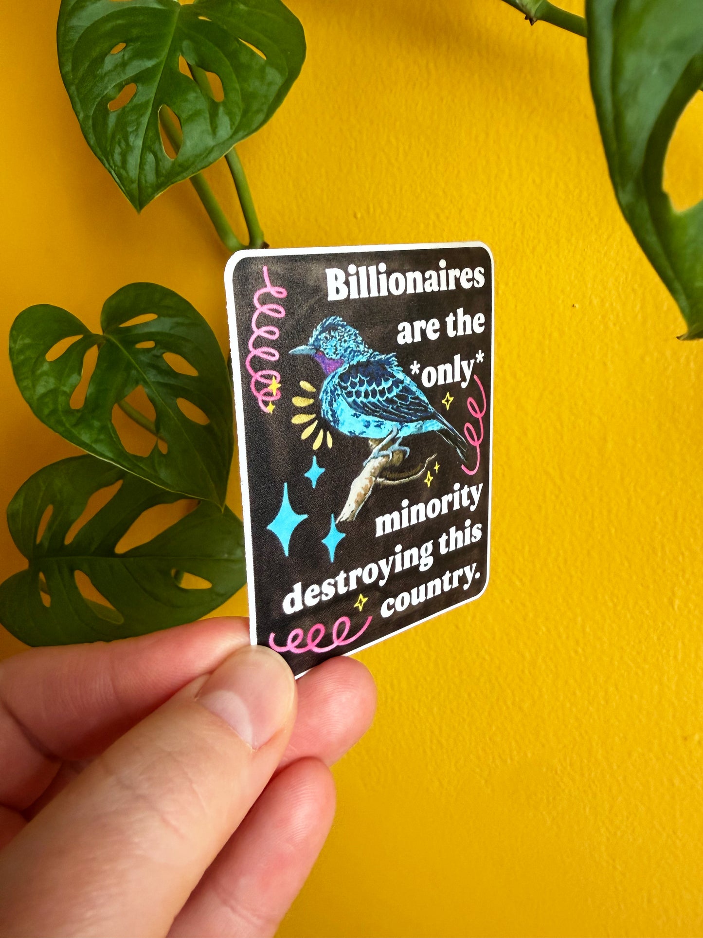 Billionaires are the *only* minority destroying this country: feminist sticker