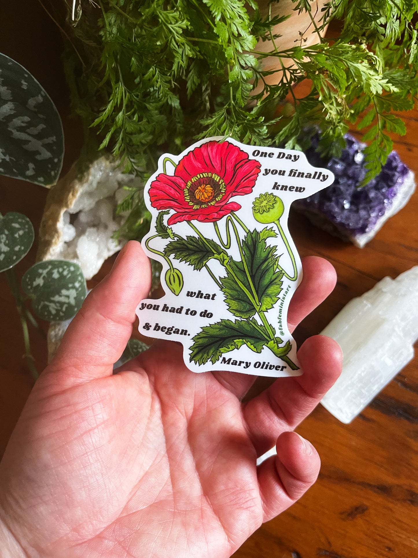 One Day You Finally Knew What You Had To Do And Began, Mary Oliver: Feminist Sticker