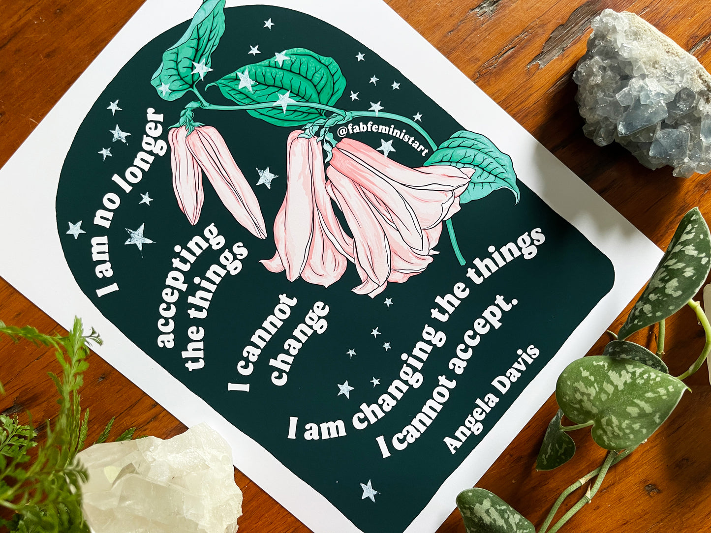 I am no longer accepting the things I cannot change. I am changing the things I cannot accept, Angela Davis: Feminist Art Print