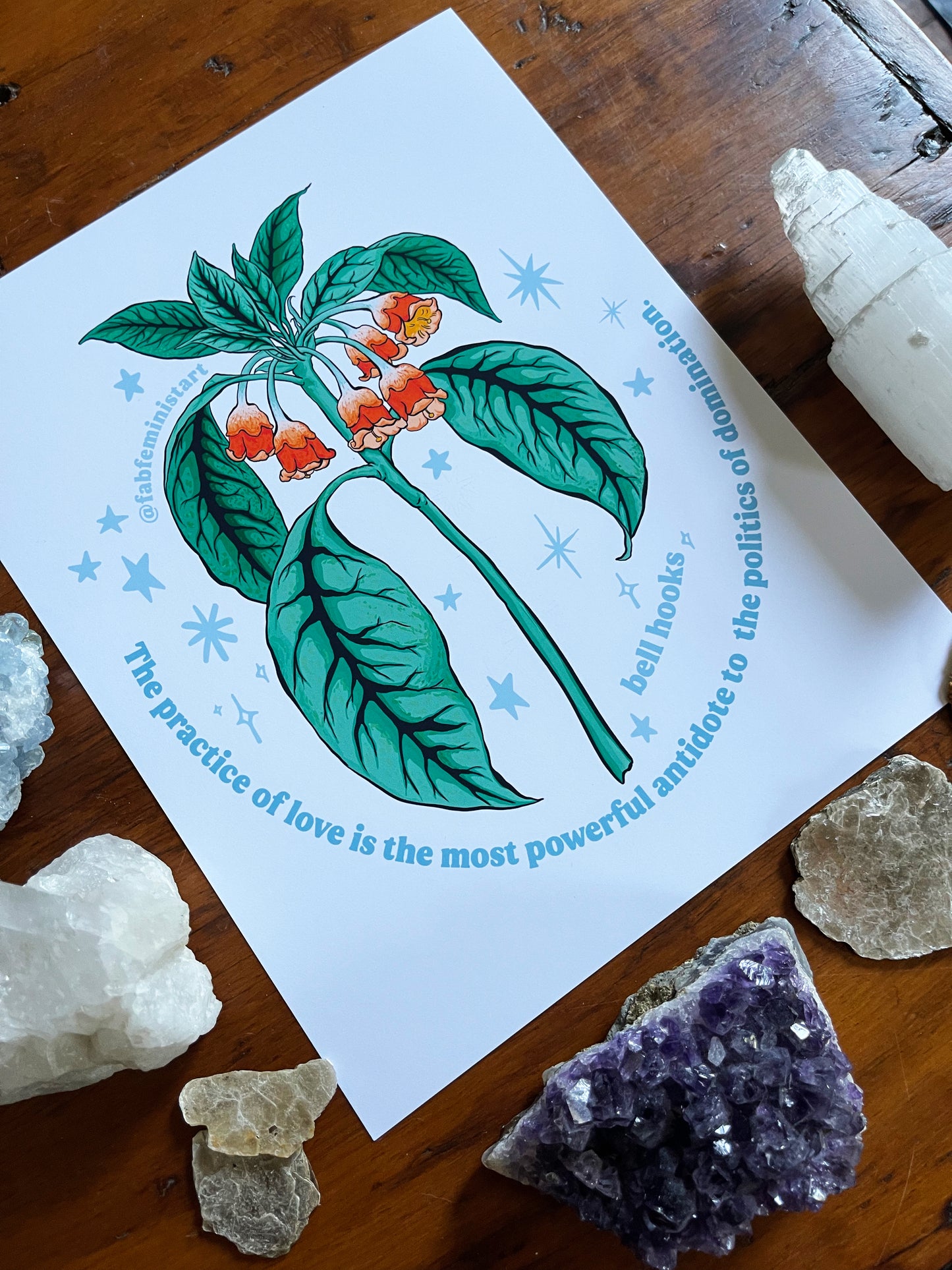 The practice of love is the most powerful antidote to the politics of domination, bell hooks: Feminist Art Print