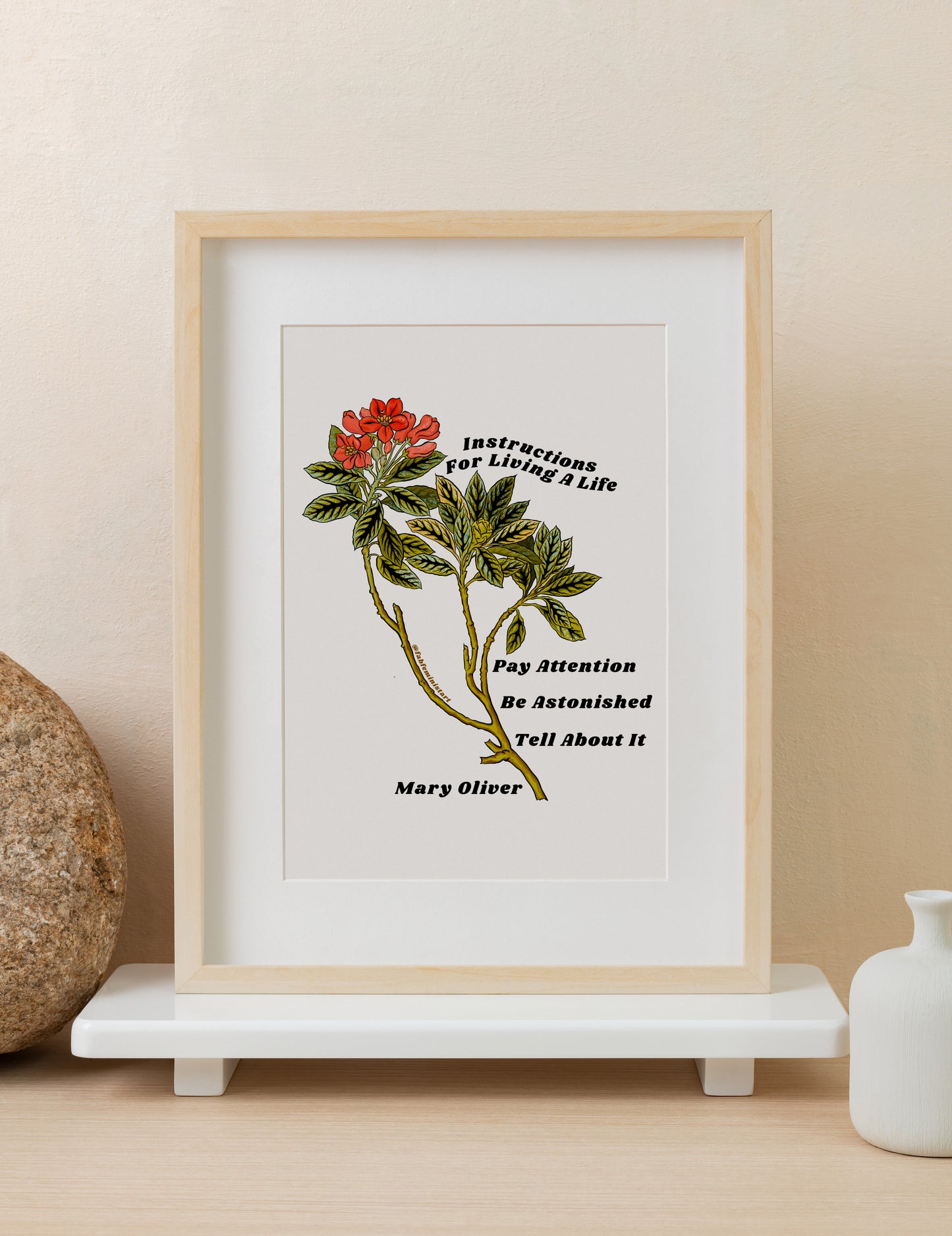 Instructions For Living A Life, Mary Oliver: Mental Health Poster