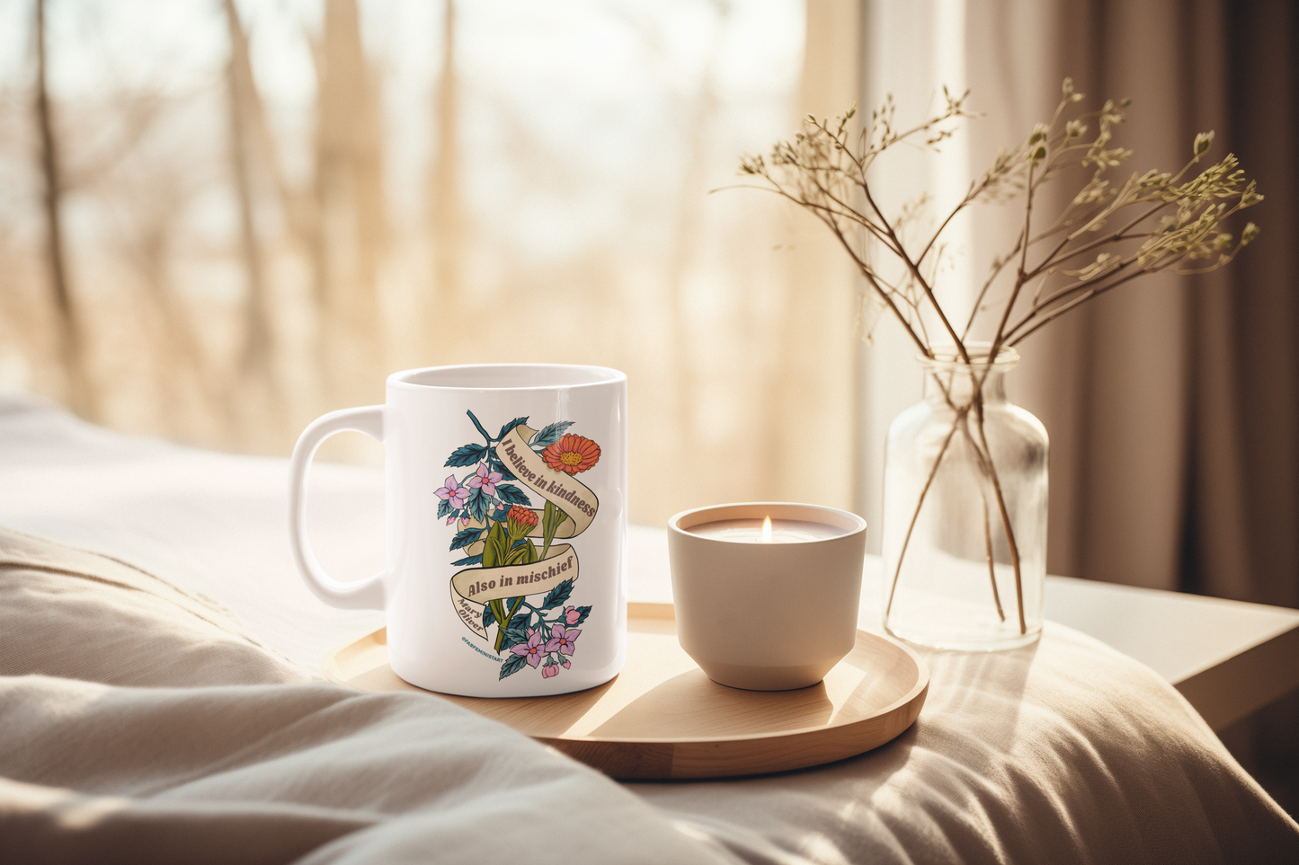 I Believe In Kindness Mischief Also, Mary Oliver: Feminist Mug