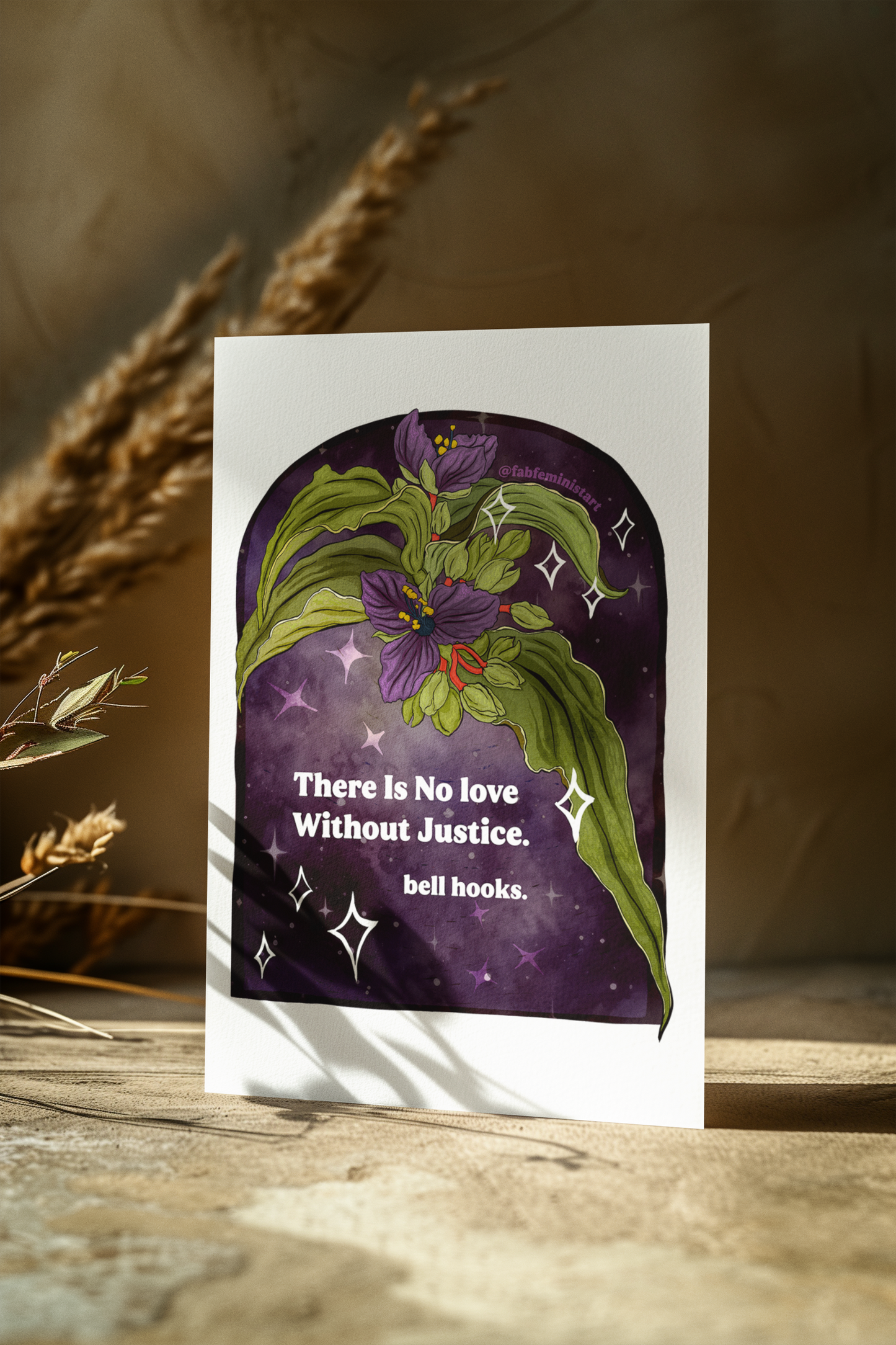 There is no love without justice, bell hooks: Feminist art print