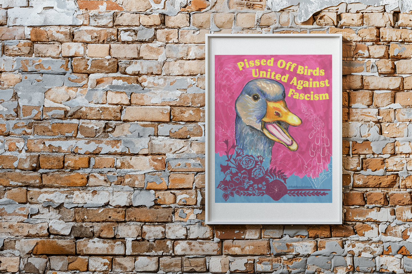 Pissed Off Birds United Against Fascism: Feminist Art Print