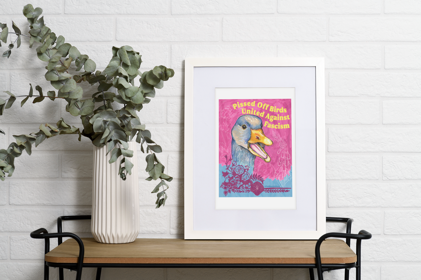 Pissed Off Birds United Against Fascism: Feminist Art Print