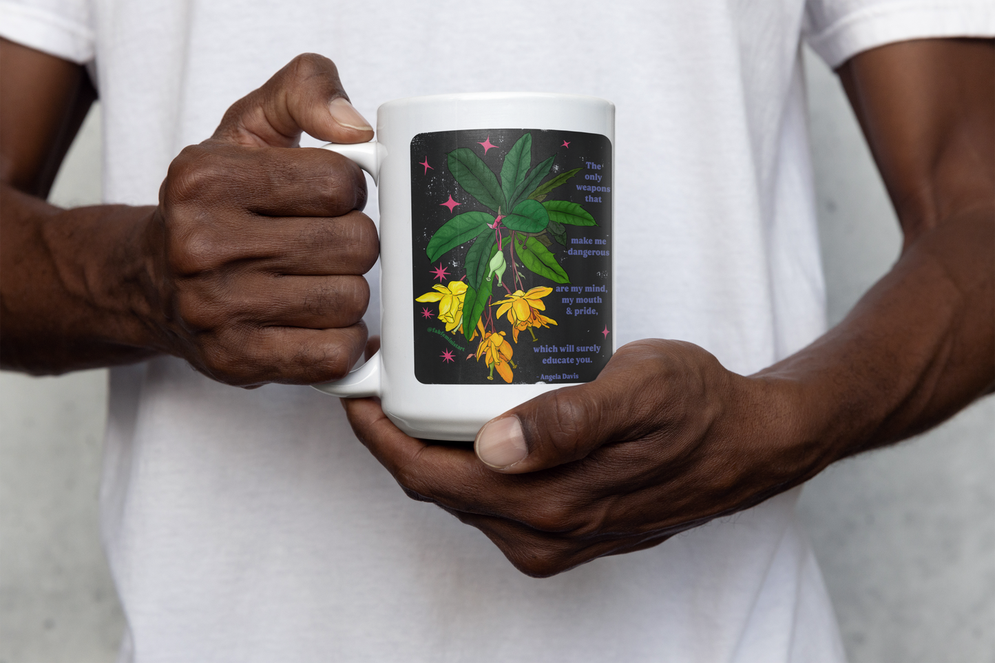 The only weapons that make me dangerous are my mind, my mouth and pride, Angela Davis: Feminist Mug