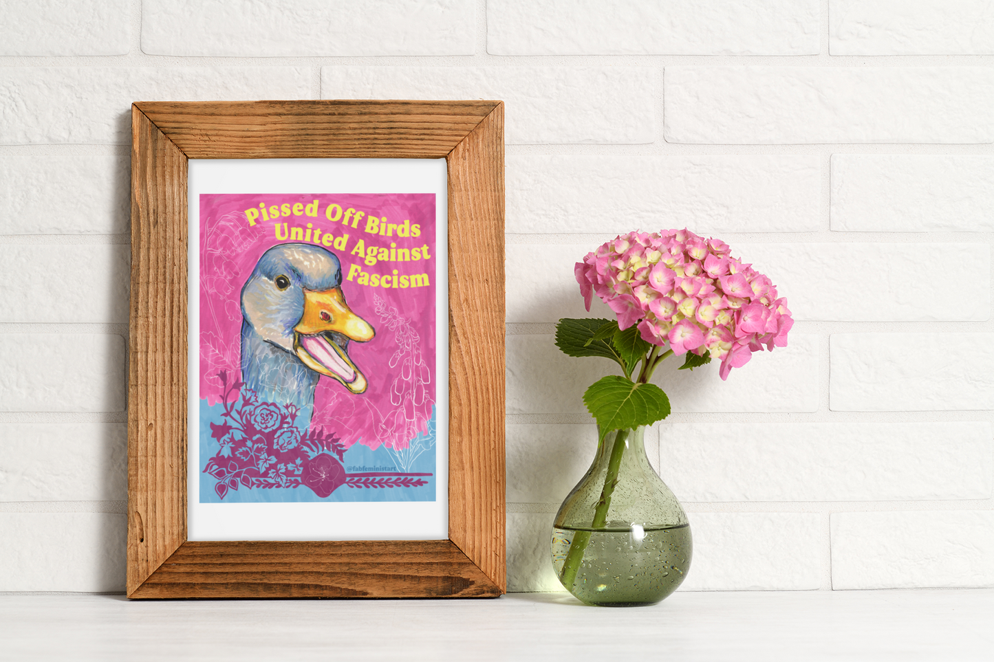 Pissed Off Birds United Against Fascism: Feminist Art Print