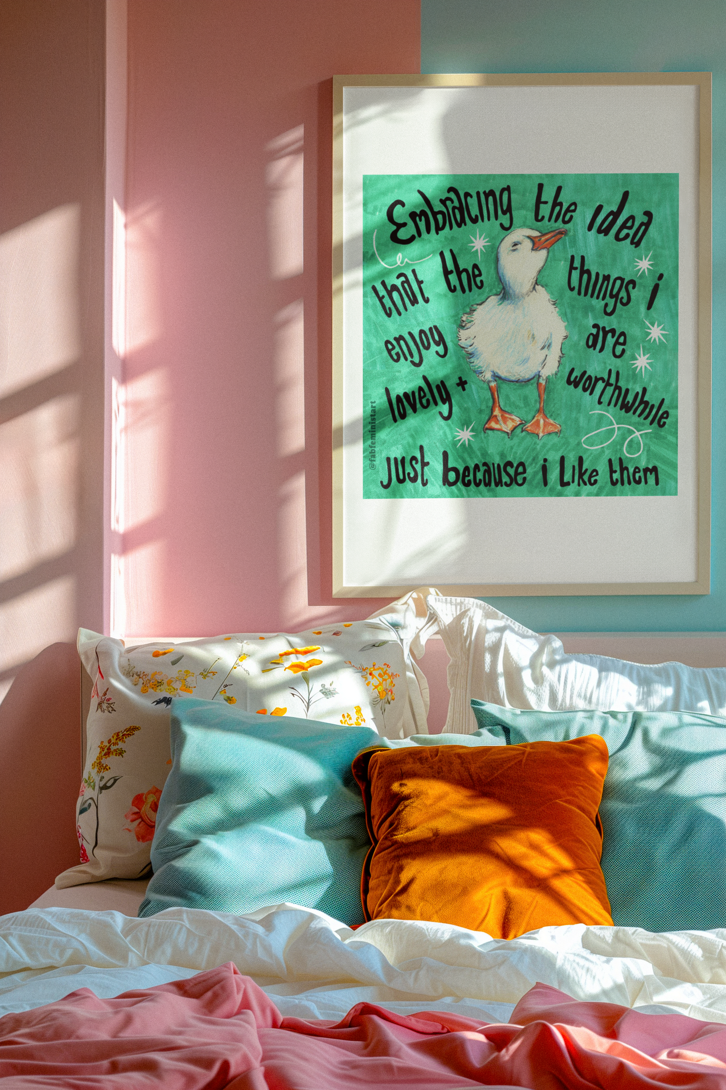 Embracing the idea that the things i enjoy are lovely and worthwhile just because i like them: mental health art print