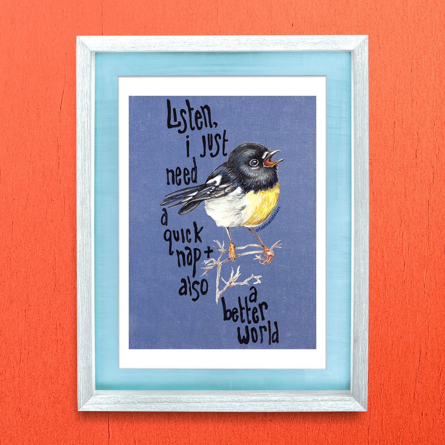 Listen I just need a quick nap and also a better world: Mental Health Art Print