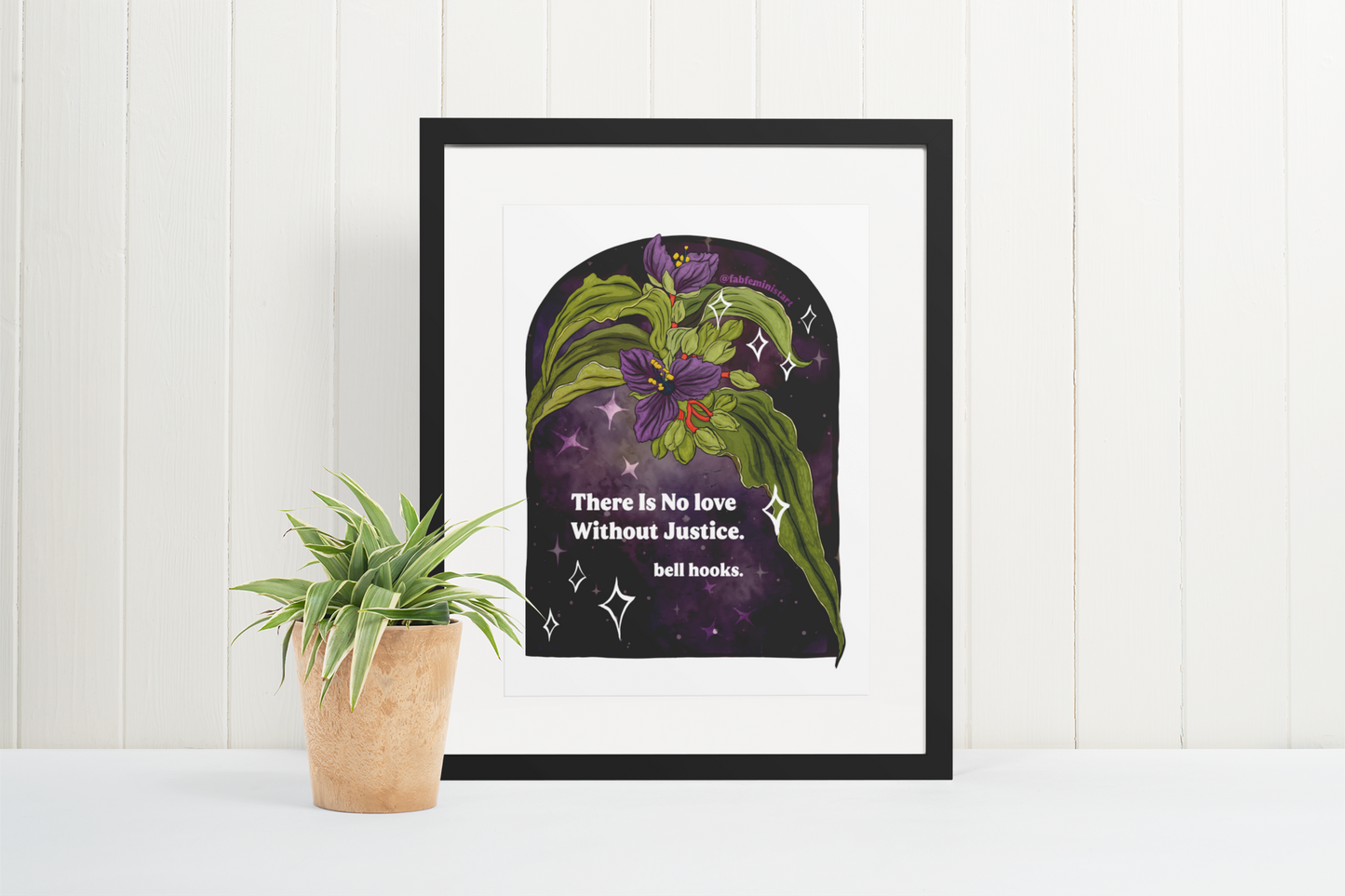 There is no love without justice, bell hooks: Feminist art print