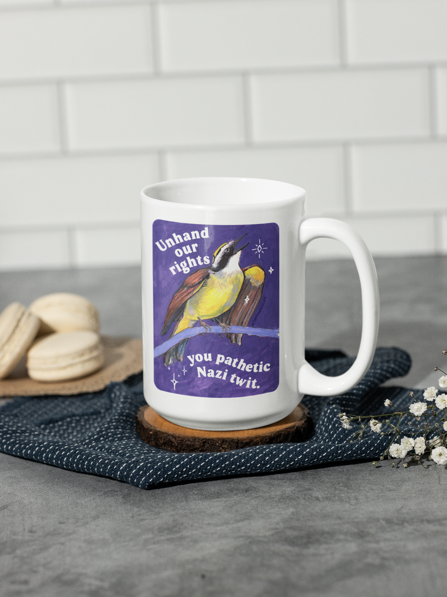 Unhand our rights you Nazi twits: Feminist Mug