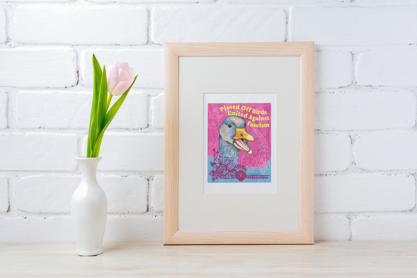 Pissed Off Birds United Against Fascism: Feminist Art Print