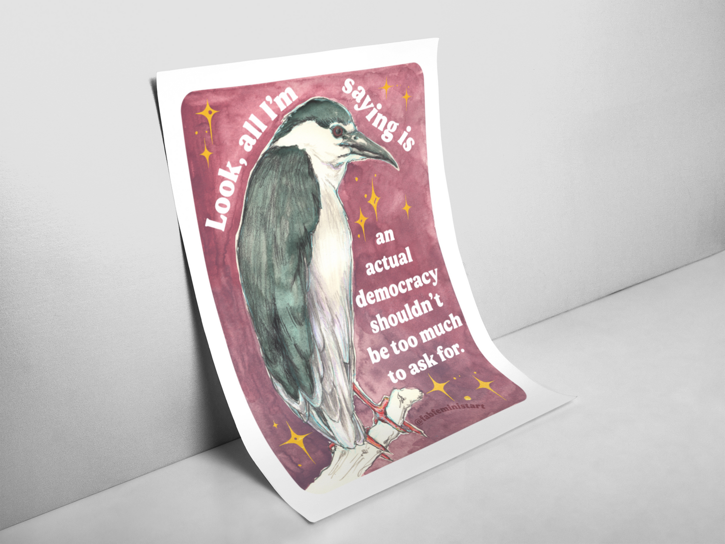 Look, all I'm saying is an actual democracy shouldn't be too much to ask for: Feminist Art Print