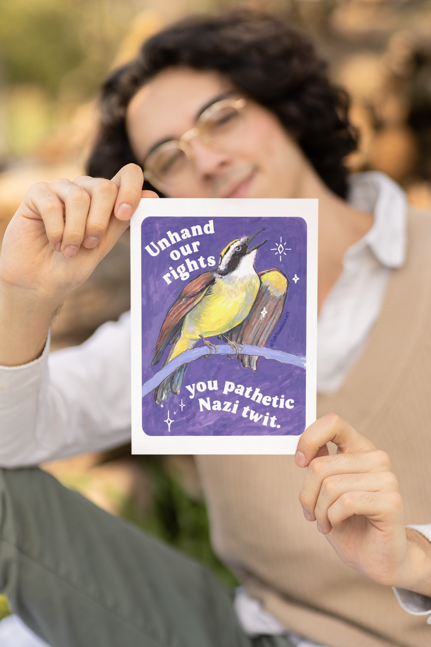 Unhand our rights you nazi twit: feminist art print