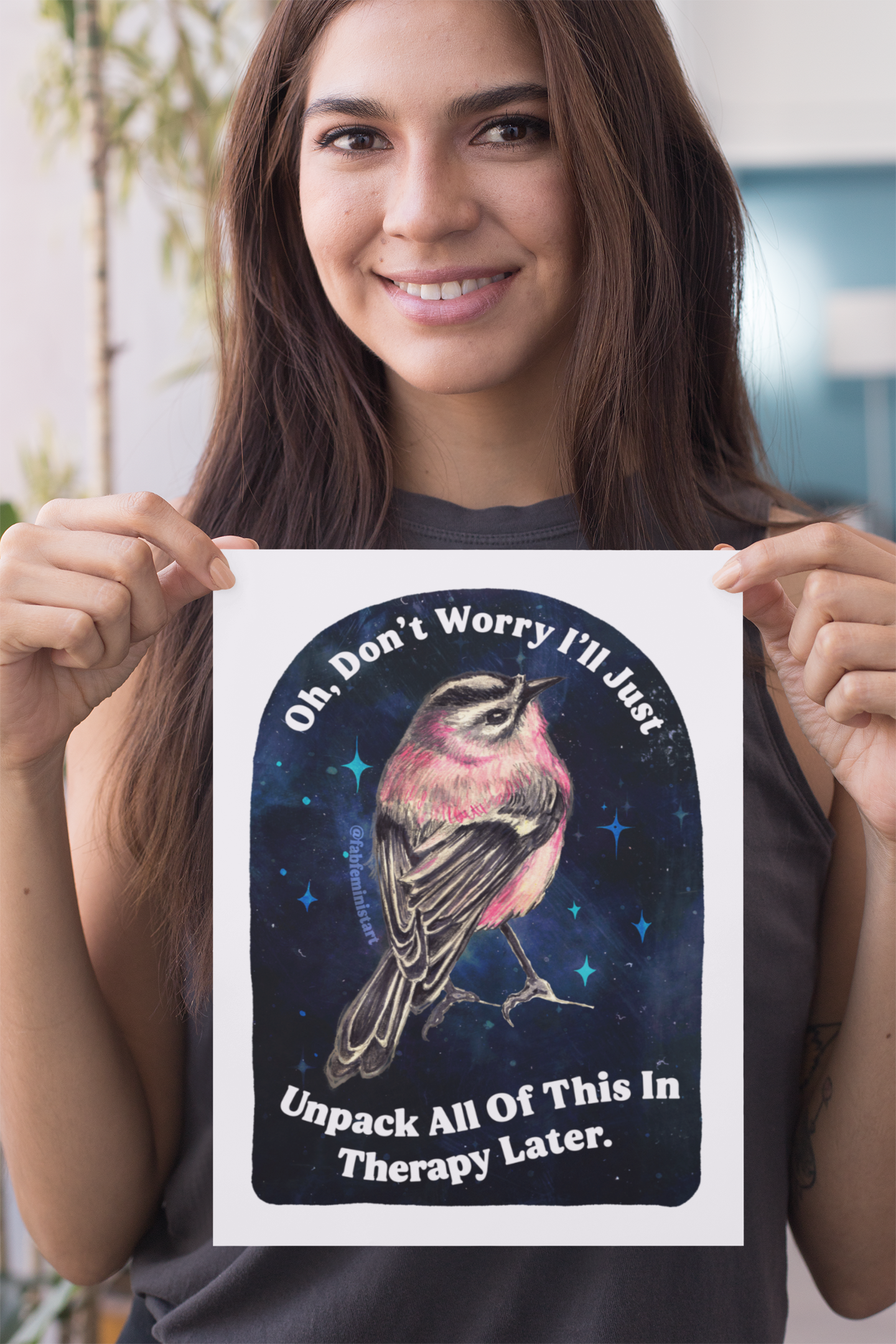 Oh Don't Worry I'll Just Unpack All Of This In Therapy Later: Mental Health Art Print