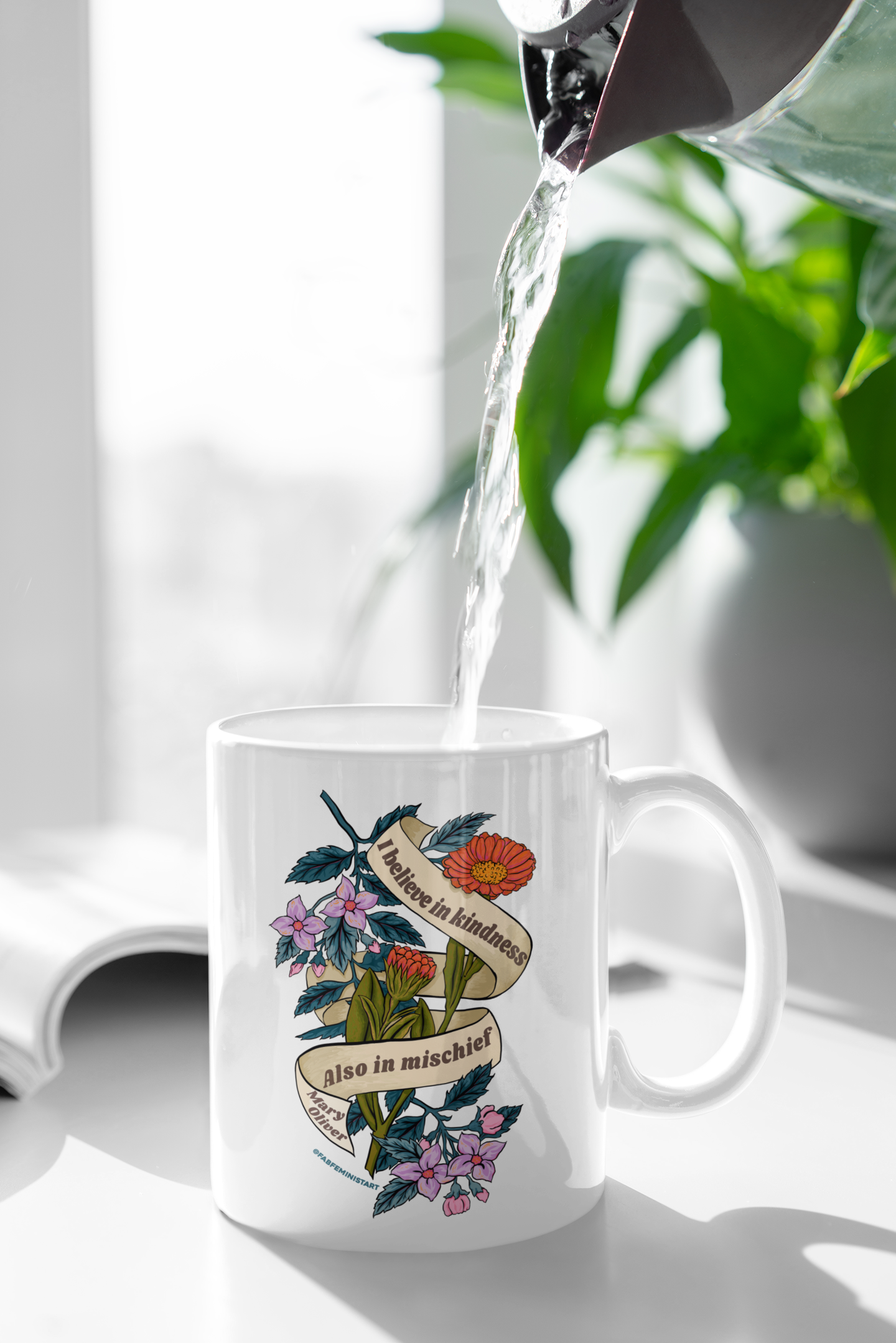 I Believe In Kindness Mischief Also, Mary Oliver: Feminist Mug