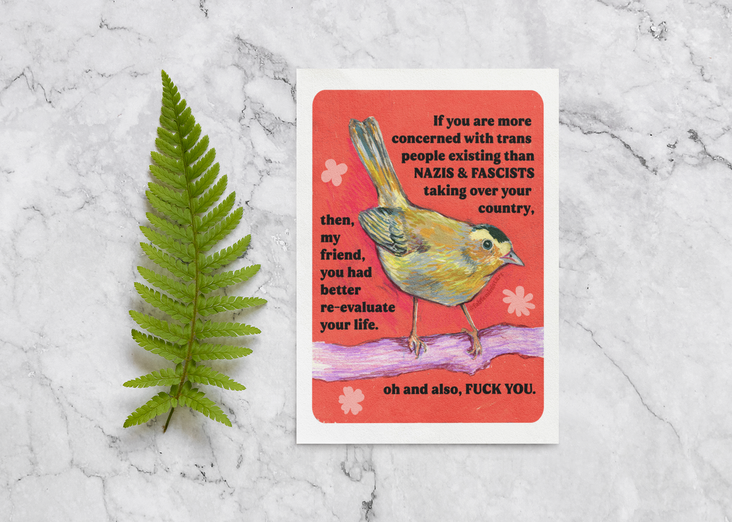 If you are more concerned with trans people existing than naz*s and fasc*sts taking over your country: feminist print