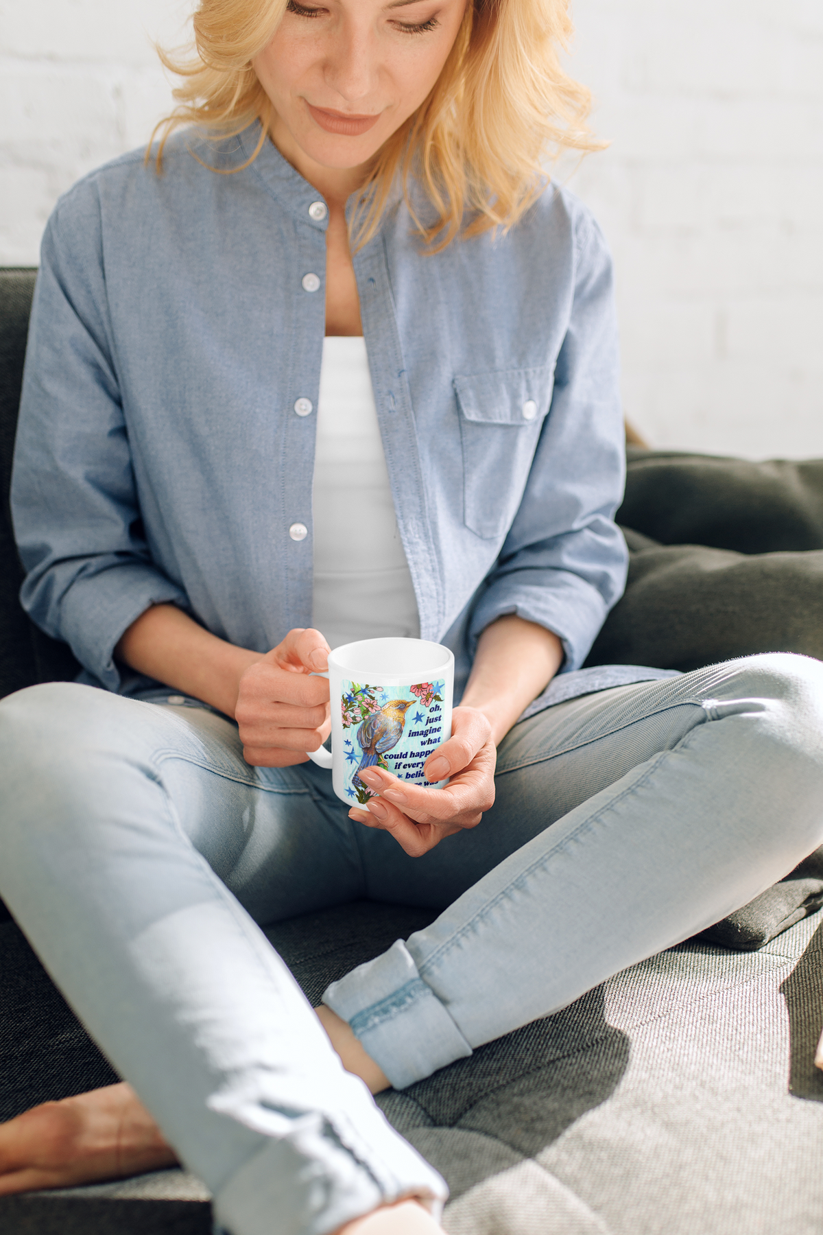 oh just imagine what could happen if everyone believed there was enough: feminist mug