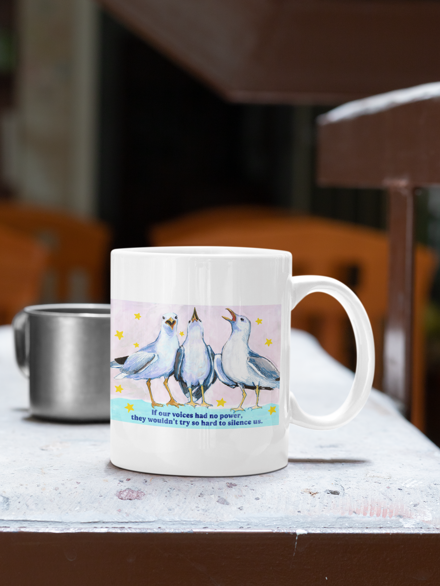 If our voices had no power, they wouldn't try so hard to silence us: feminist mug