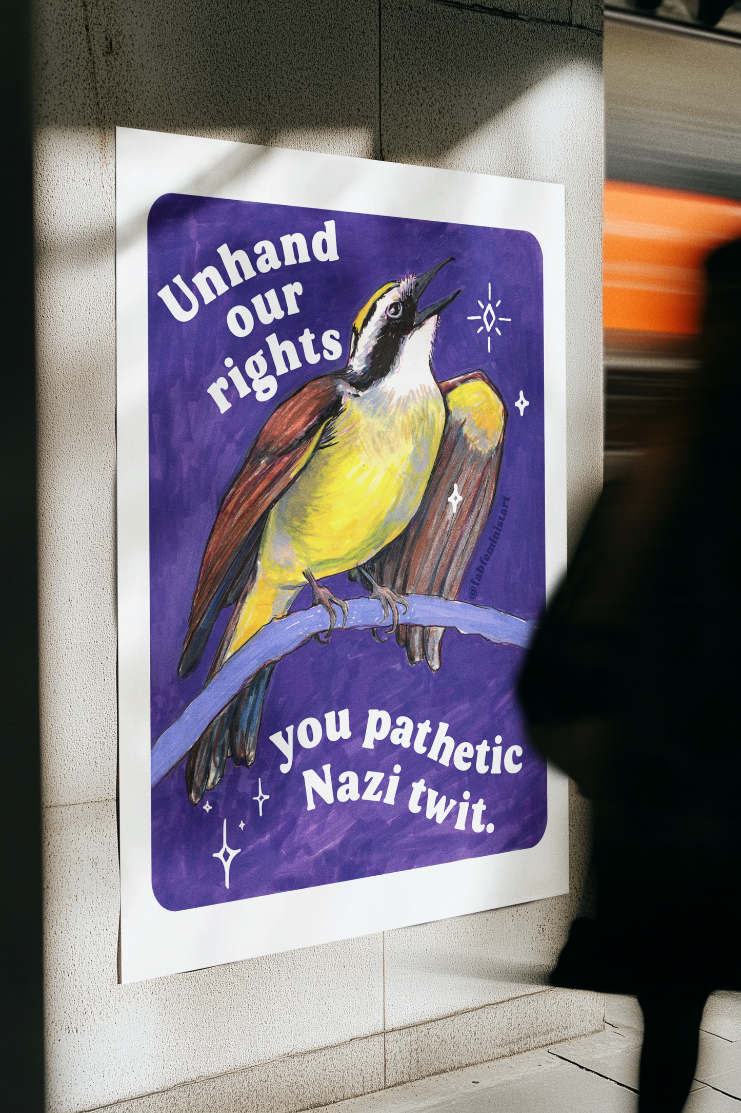 Unhand our rights you nazi twit: feminist art print