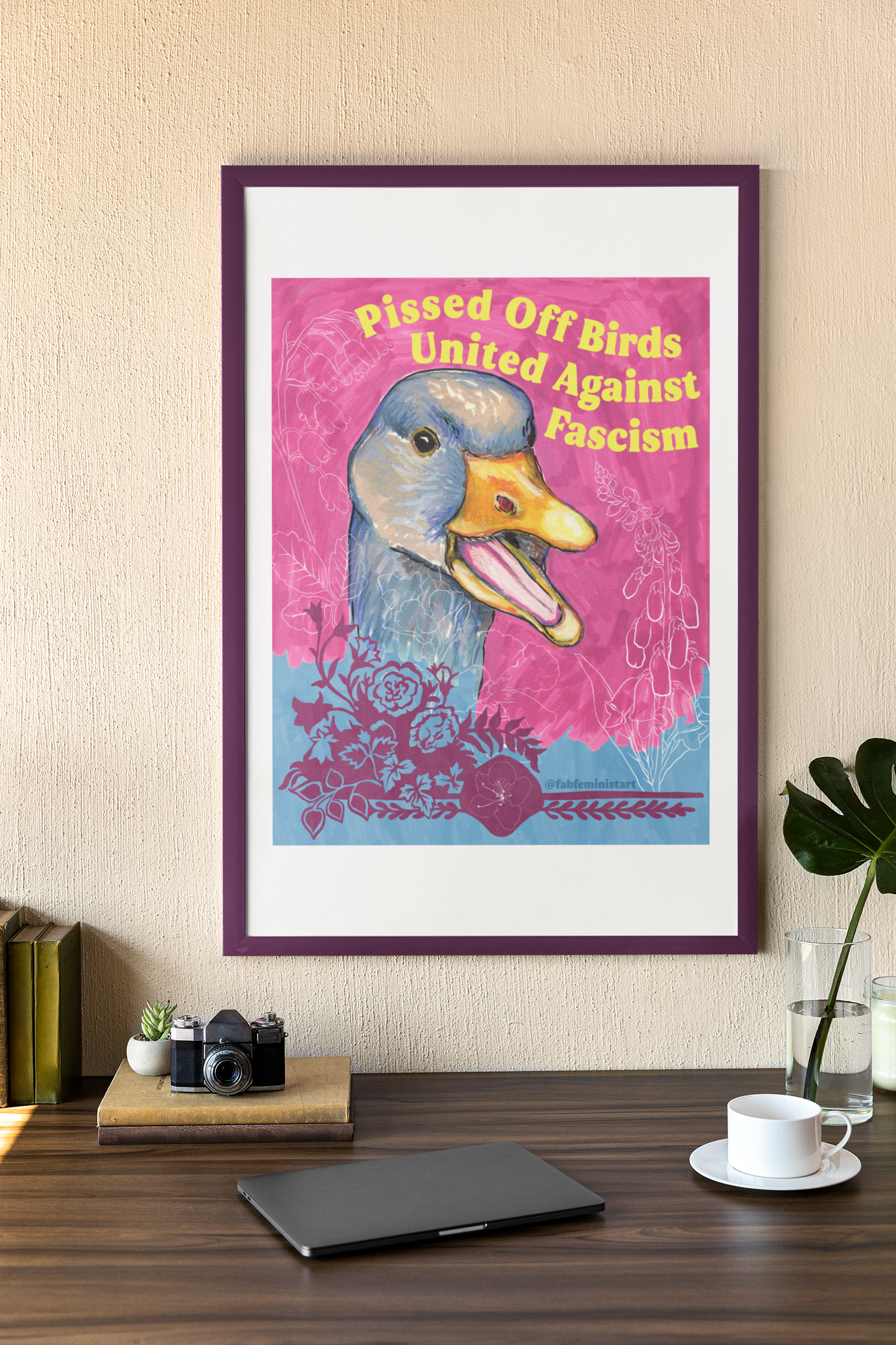 Pissed Off Birds United Against Fascism: Feminist Art Print