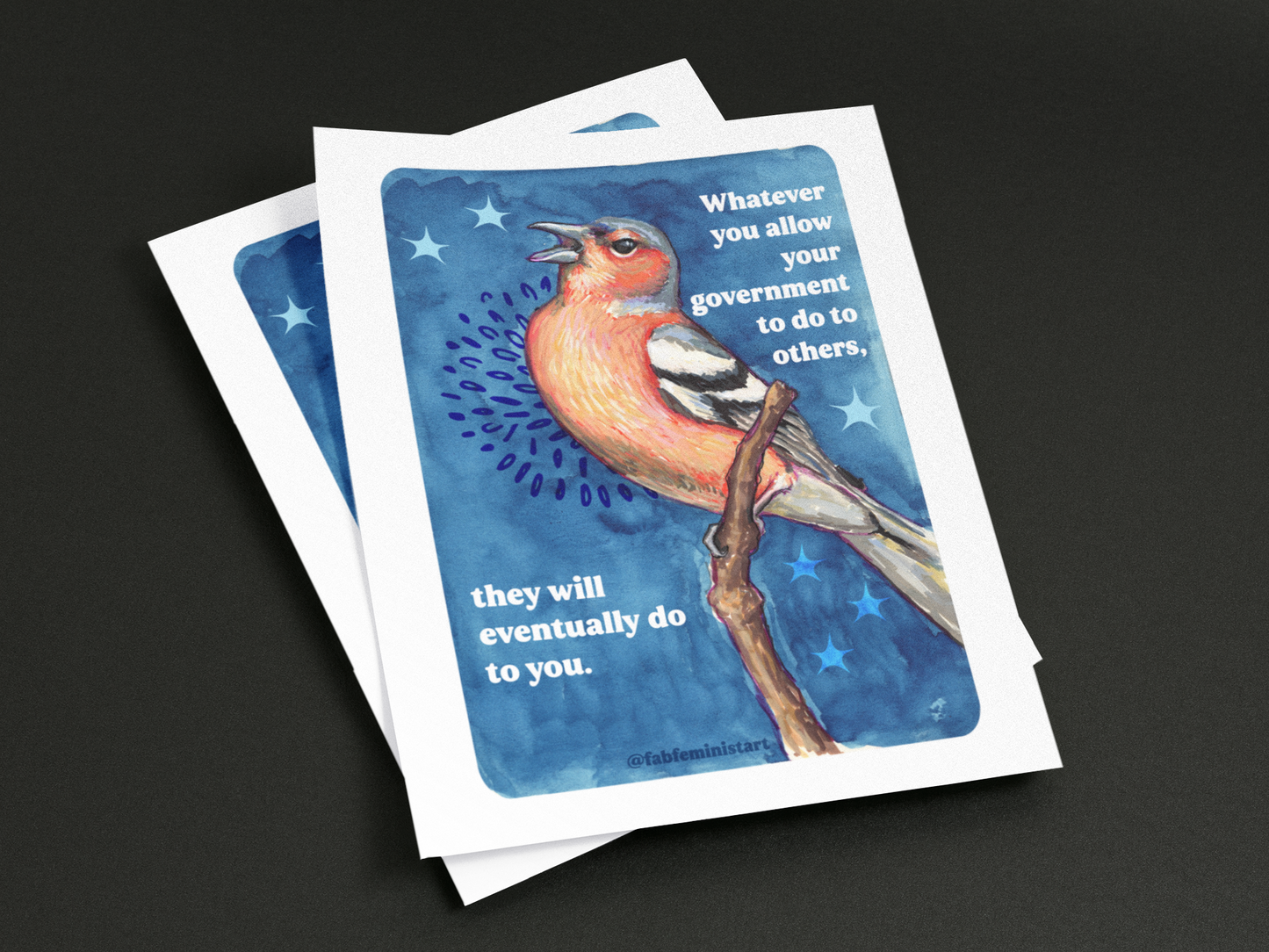 Whatever you allow your government to do to others, they will eventually do to you: Feminist Art Print