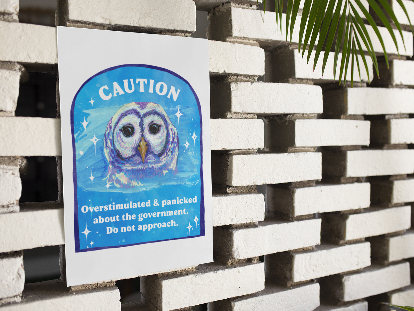 CAUTION Overstimulated and panicked about the government. Do not approach: Feminist Art Print