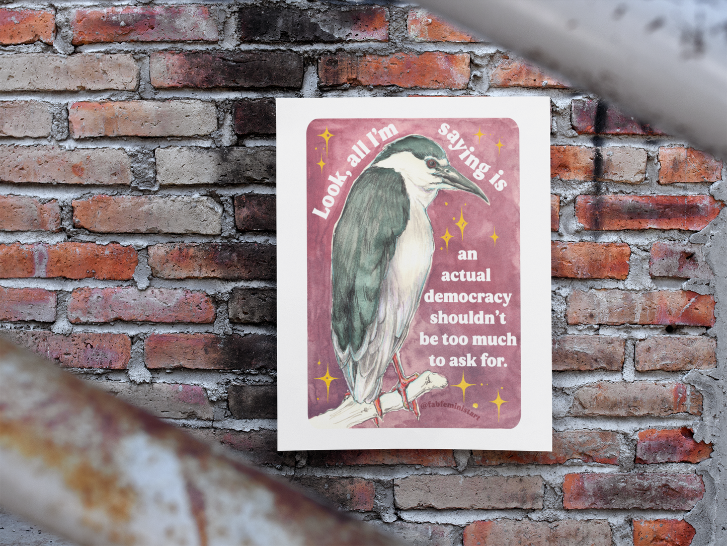 Look, all I'm saying is an actual democracy shouldn't be too much to ask for: Feminist Art Print