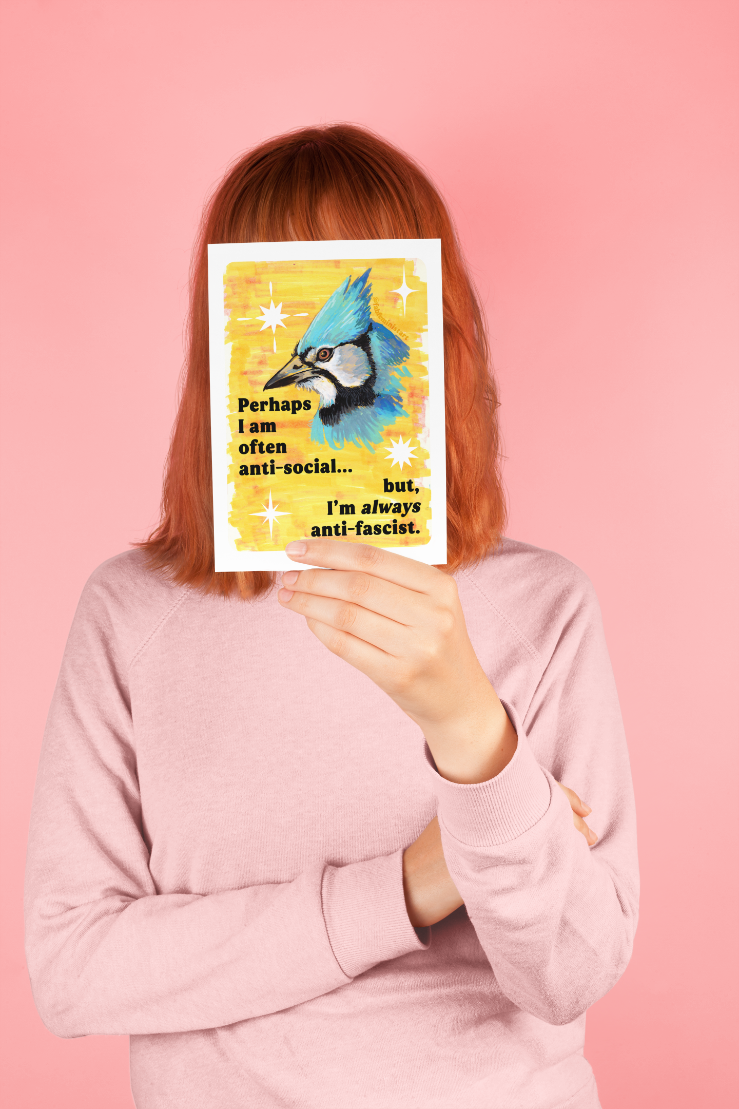 Perhaps I am often anti-social... but I'm *always* anti-fascist: feminist art print