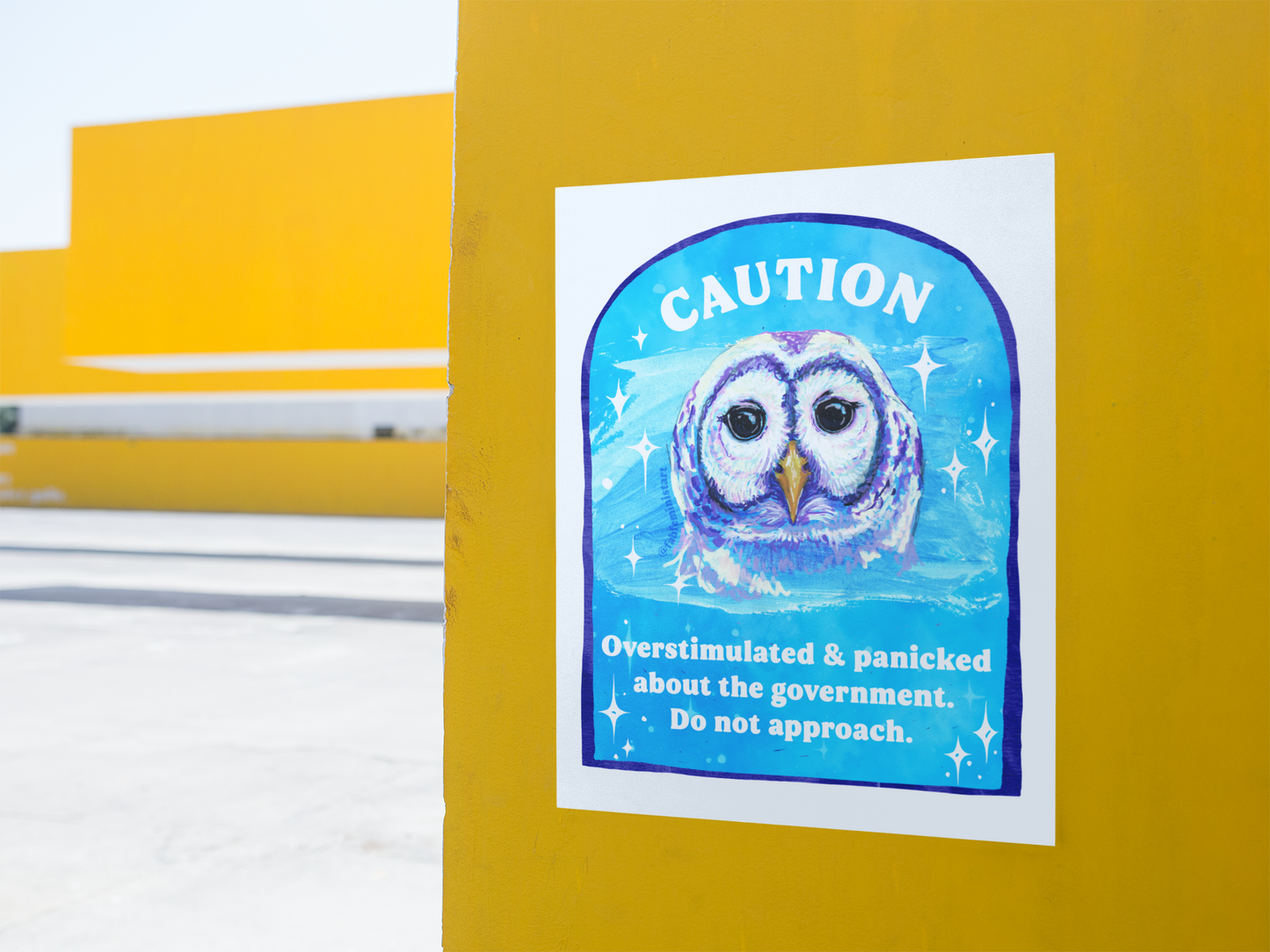 CAUTION Overstimulated and panicked about the government. Do not approach: Feminist Art Print