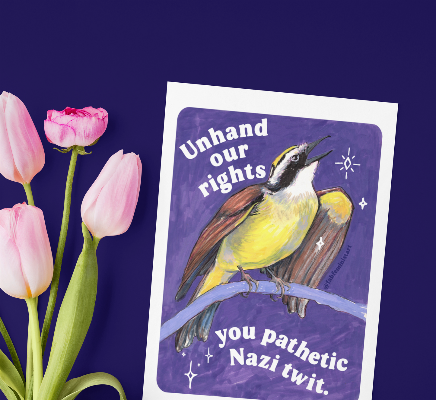 Unhand our rights you nazi twit: feminist art print