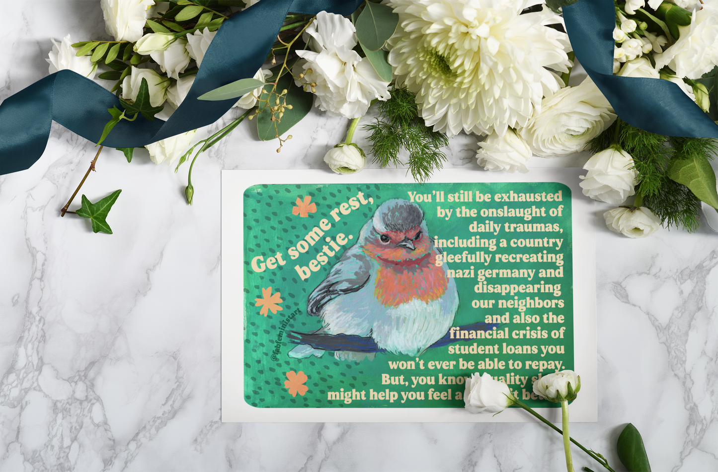 Get Some Rest Bestie: Feminist Art Print