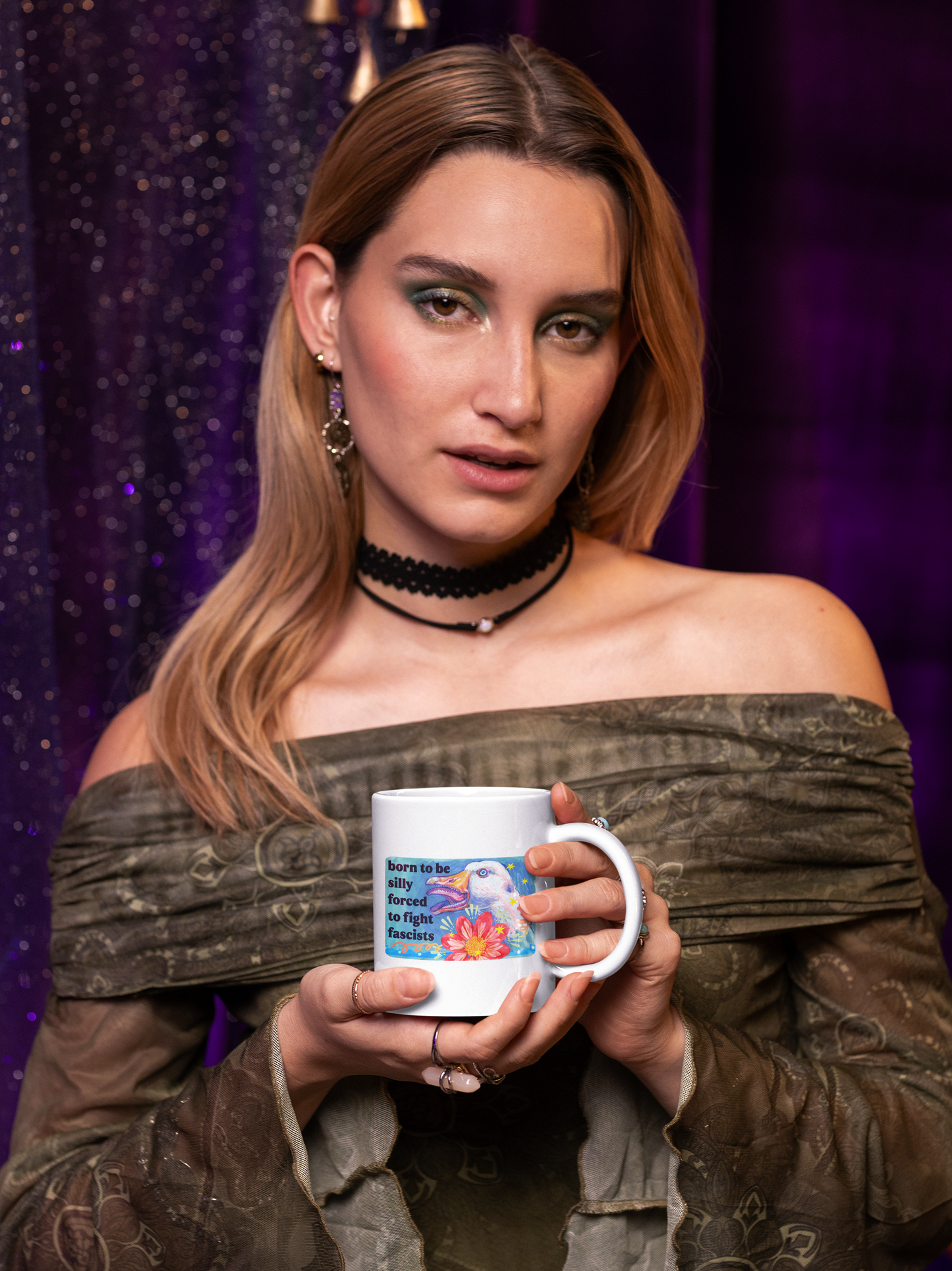 Born to Be Silly, Forced to Fight Fascism: feminist mug