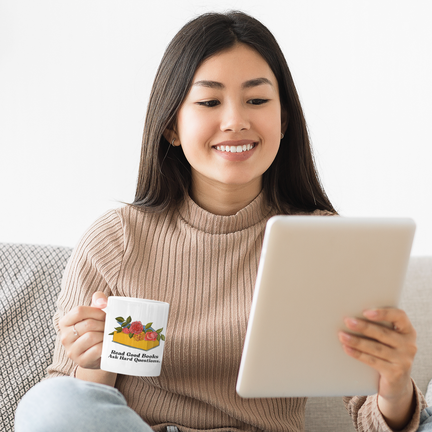 Read Good Books Ask Hard Questions: Book Lover Mug
