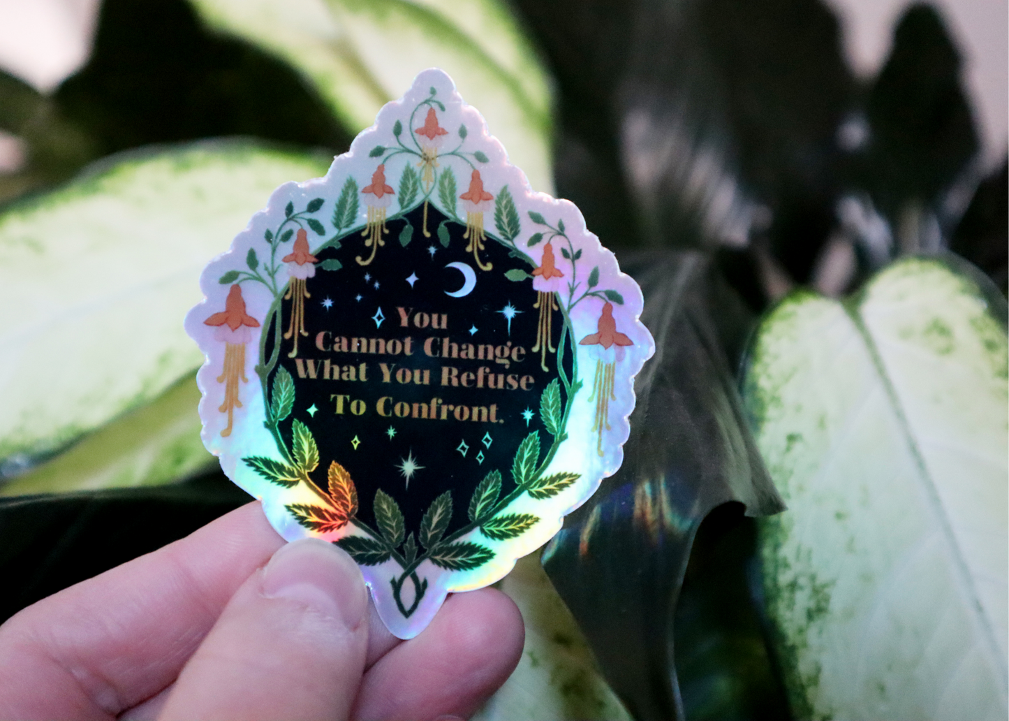 You Cannot Change What You Refuse To Confront: Holographic Feminist Sticker