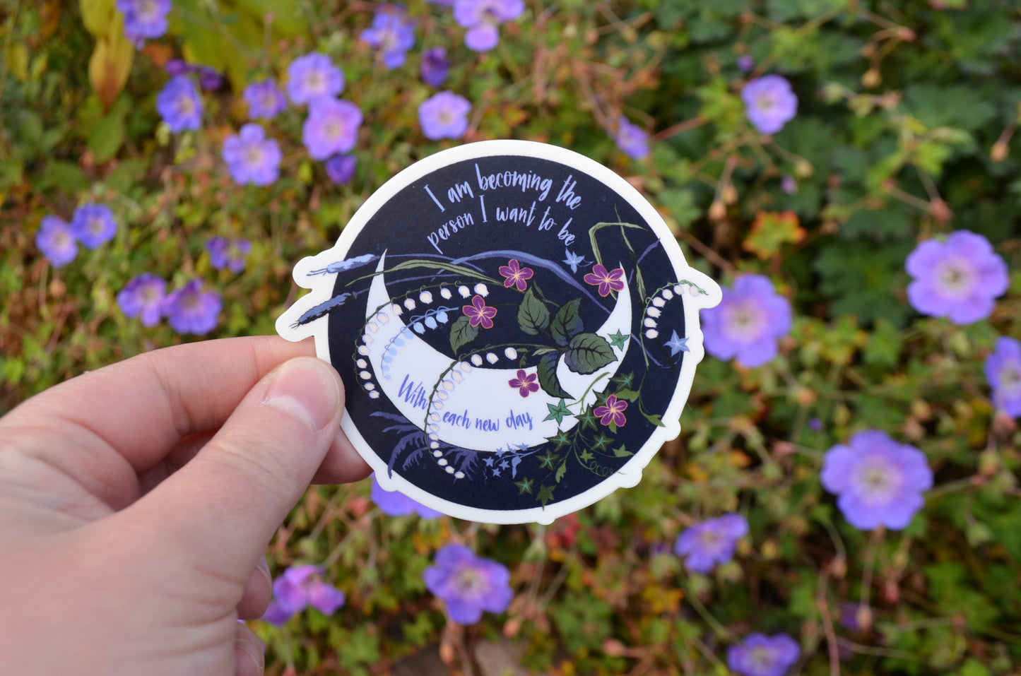 I Am Becoming The Person I Want To Be With Each New Day: Self Care Laptop Sticker