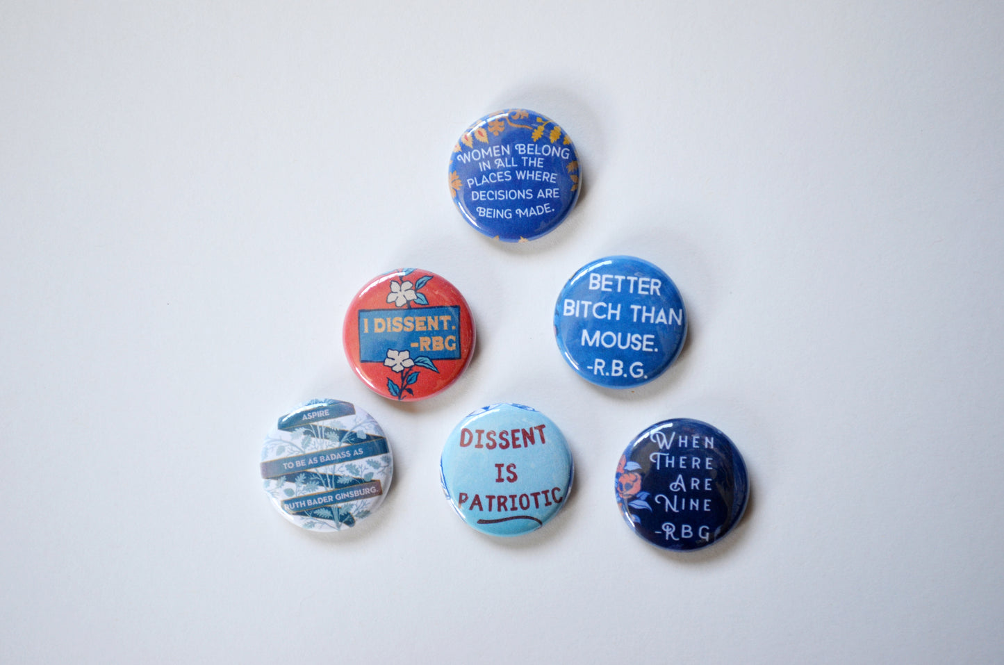 Ruth Bader Ginsburg 1" Pin Set