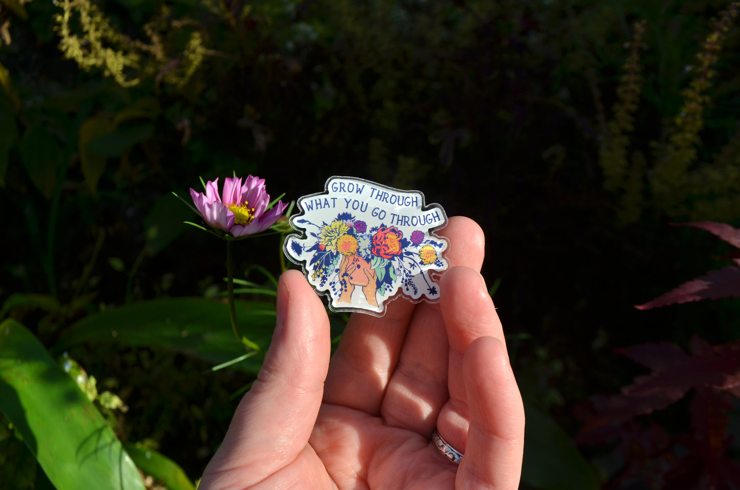 Grow Through What You Go Through: Acrylic Pin