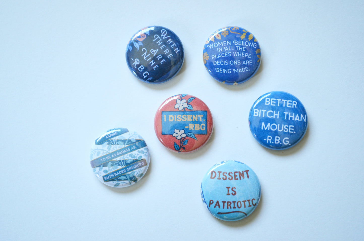 Ruth Bader Ginsburg 1" Pin Set