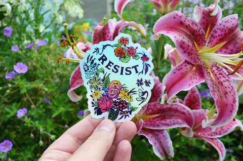 Resist: Holographic Feminist Sticker
